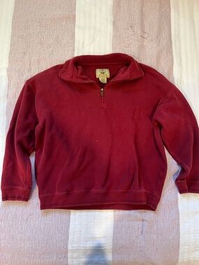 Joe Marlin Red 1/4 Zip Pullover Sweatshirt Men's L Cotton